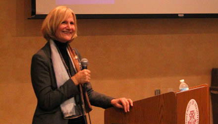 Alison Weir giving a presentation