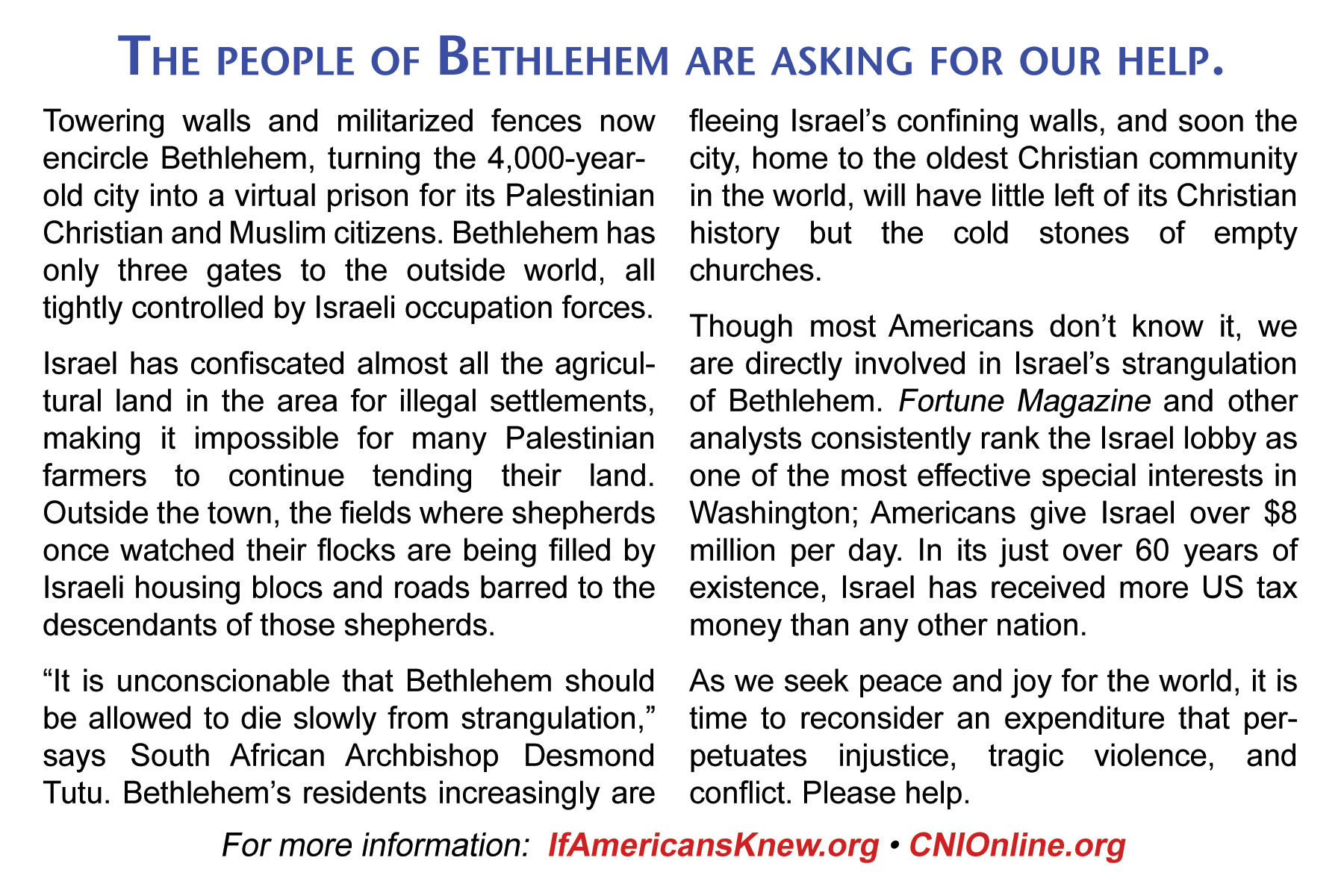 Back of Bethlehem card