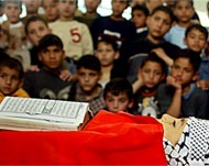 Photo of a Palestinian boy's body before his burial.