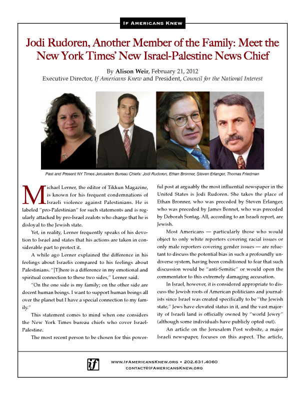 Cover of Rudoren article