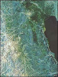 Aerial view of the River Jordan.